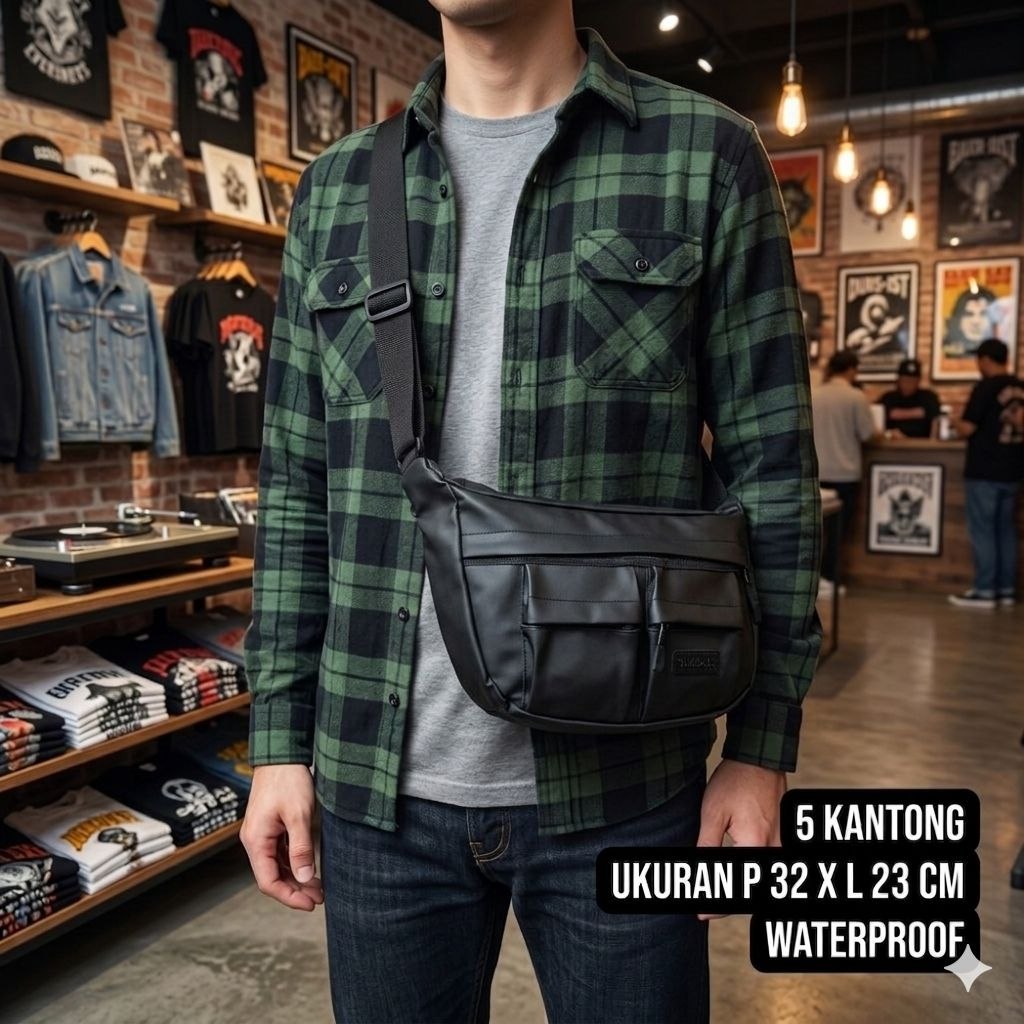 Tas Selempang Pria Waterproof Messenger Bag Sling Bag Cowok Casual Tas Bahu Distro OURS-IST 5 Kanton