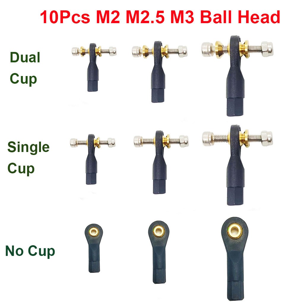 10pcs M2 M2.5 M3 Tie Rod End RC Ball Joint Link Buckle With Screw Set For RC Airplane Car Buggy Boat