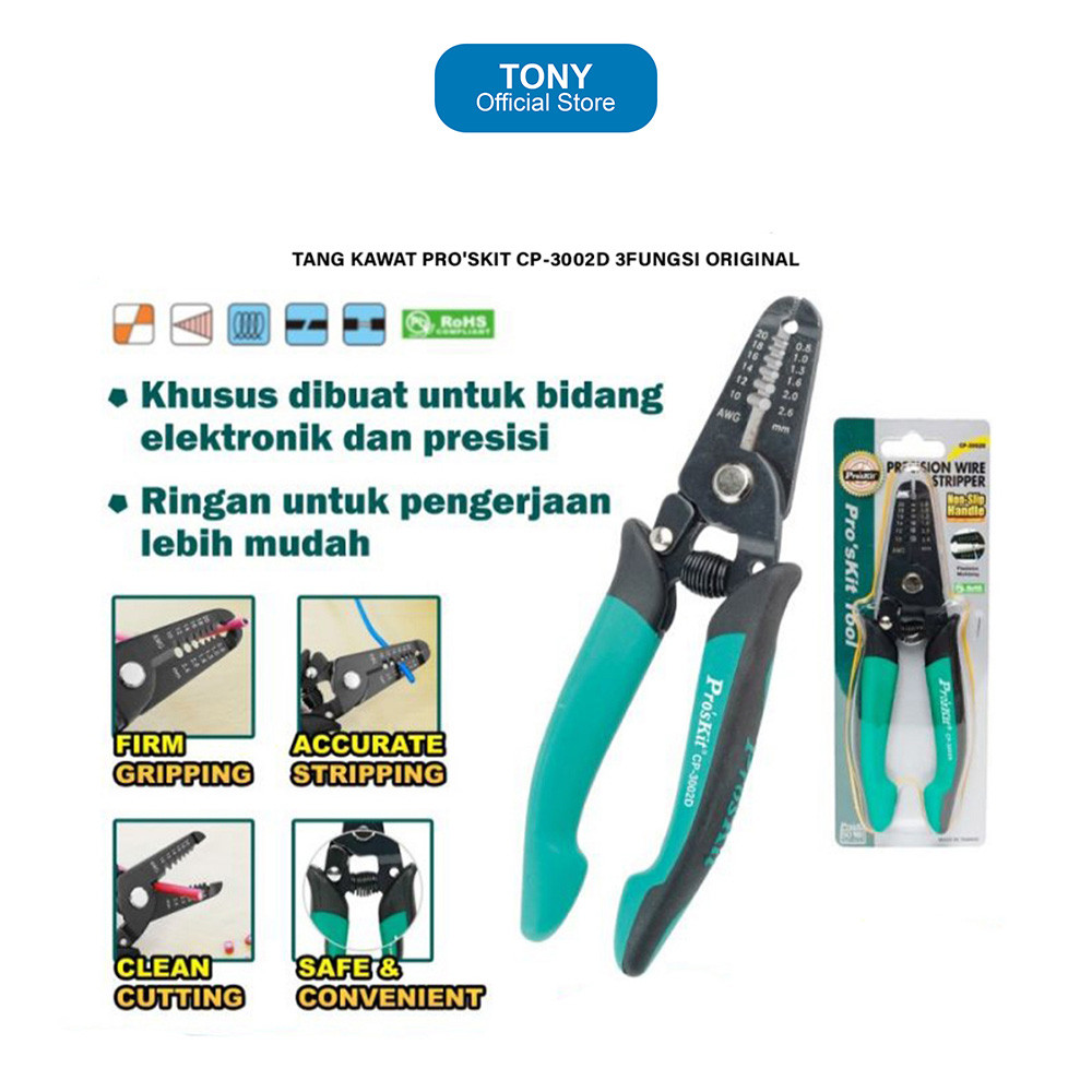 Tang Kupas PROSKIT CP-3002D - Precision Wire Stripping & Cutting Tool - CP-3002D