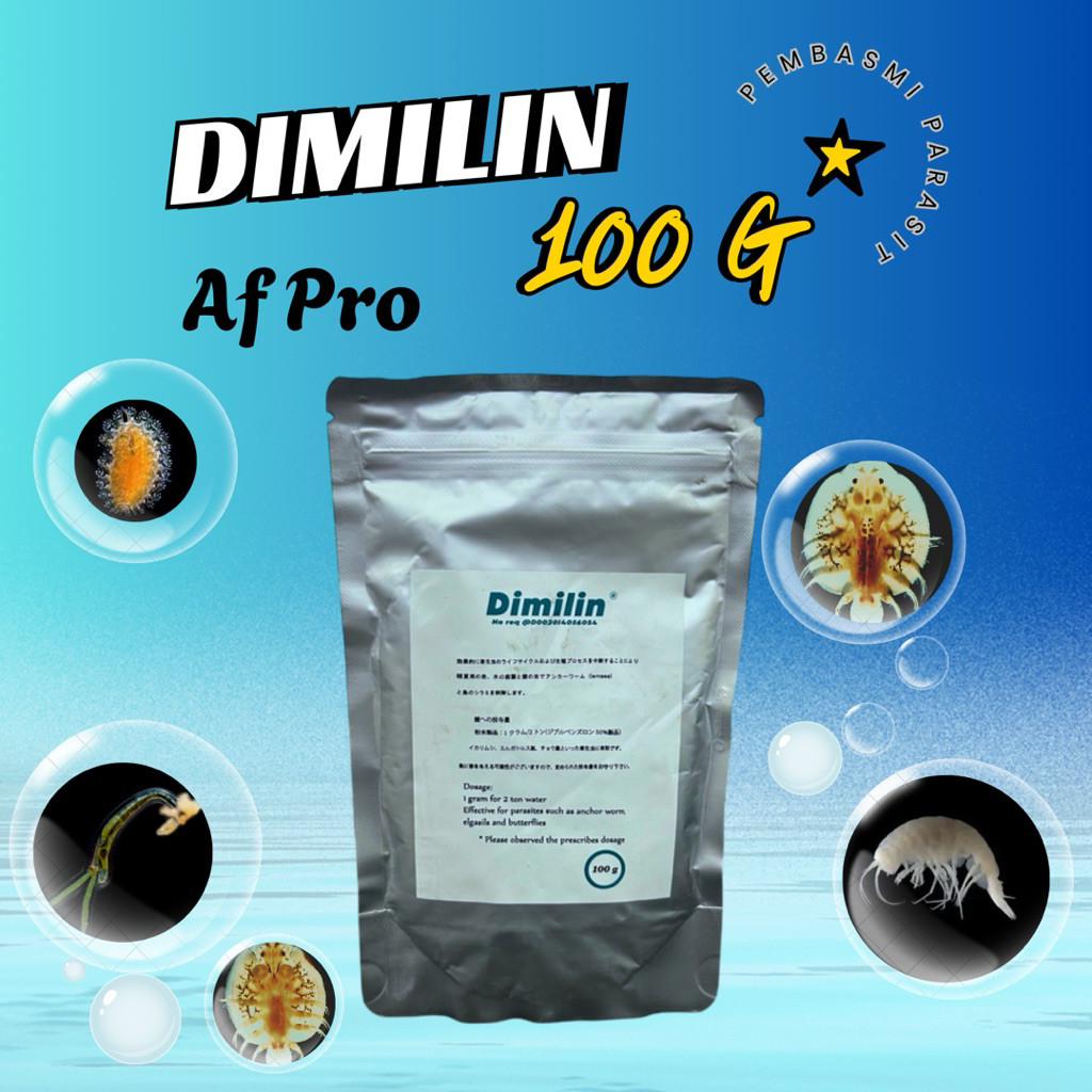 DIMILIN KUTU 100GR OBAT IKAN ANTI KUTU DAN PARASIT AIR KOLAM AQUARIUM