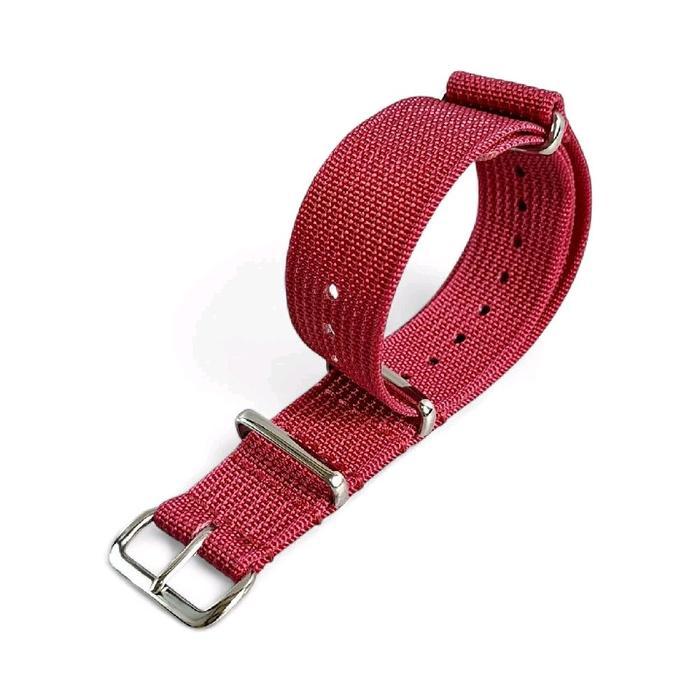 TALI JAM NATO STRAP RIBBED NYLON 18mm 20mm 22mm - Merah, 18 mm