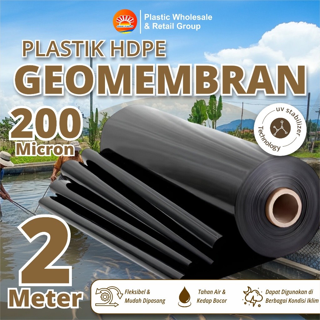Geomembran HDPE Tebal 200 Micron Lebar 2 Meter