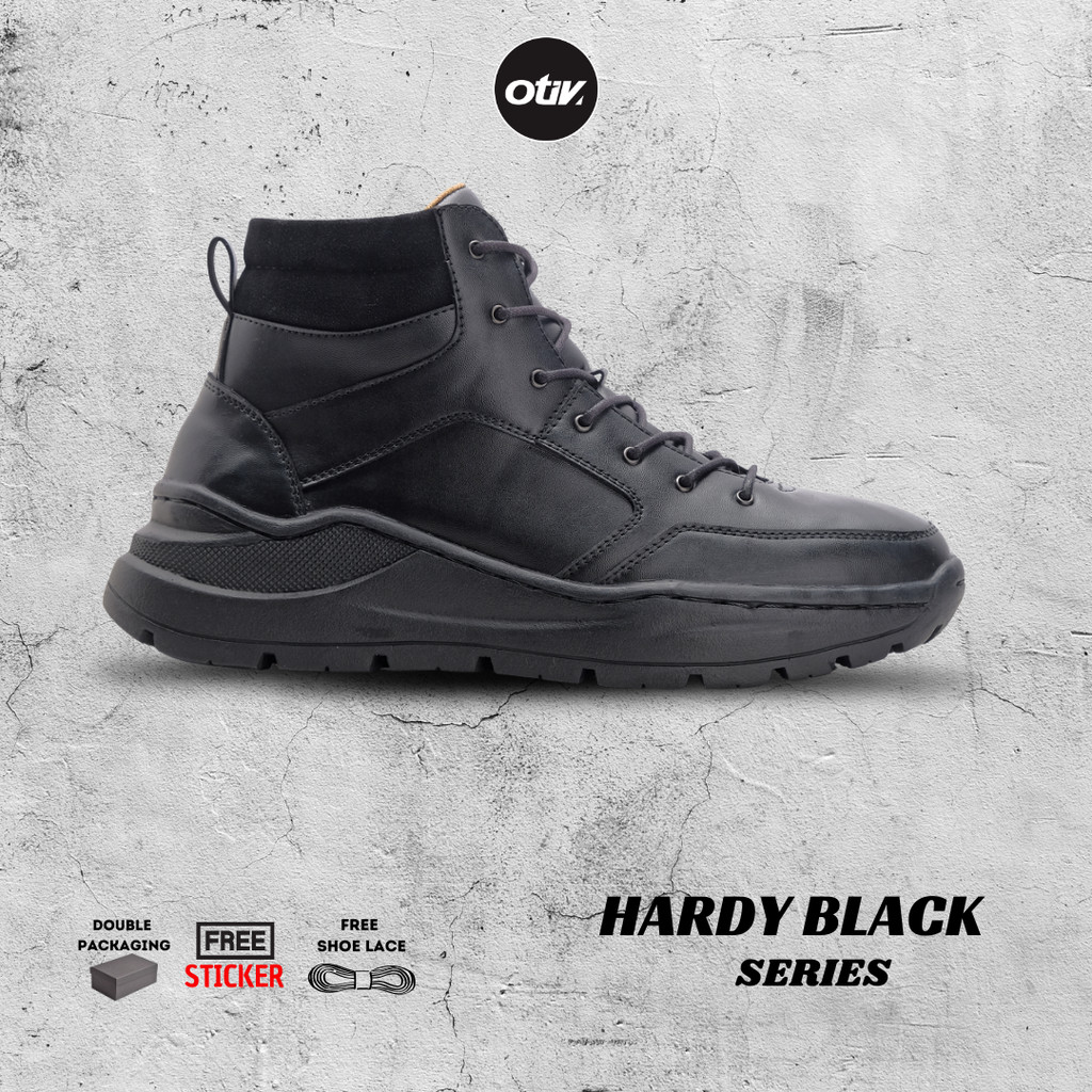Otiv Hardy Black | Sepatu Boots Kulit Casual Pria
