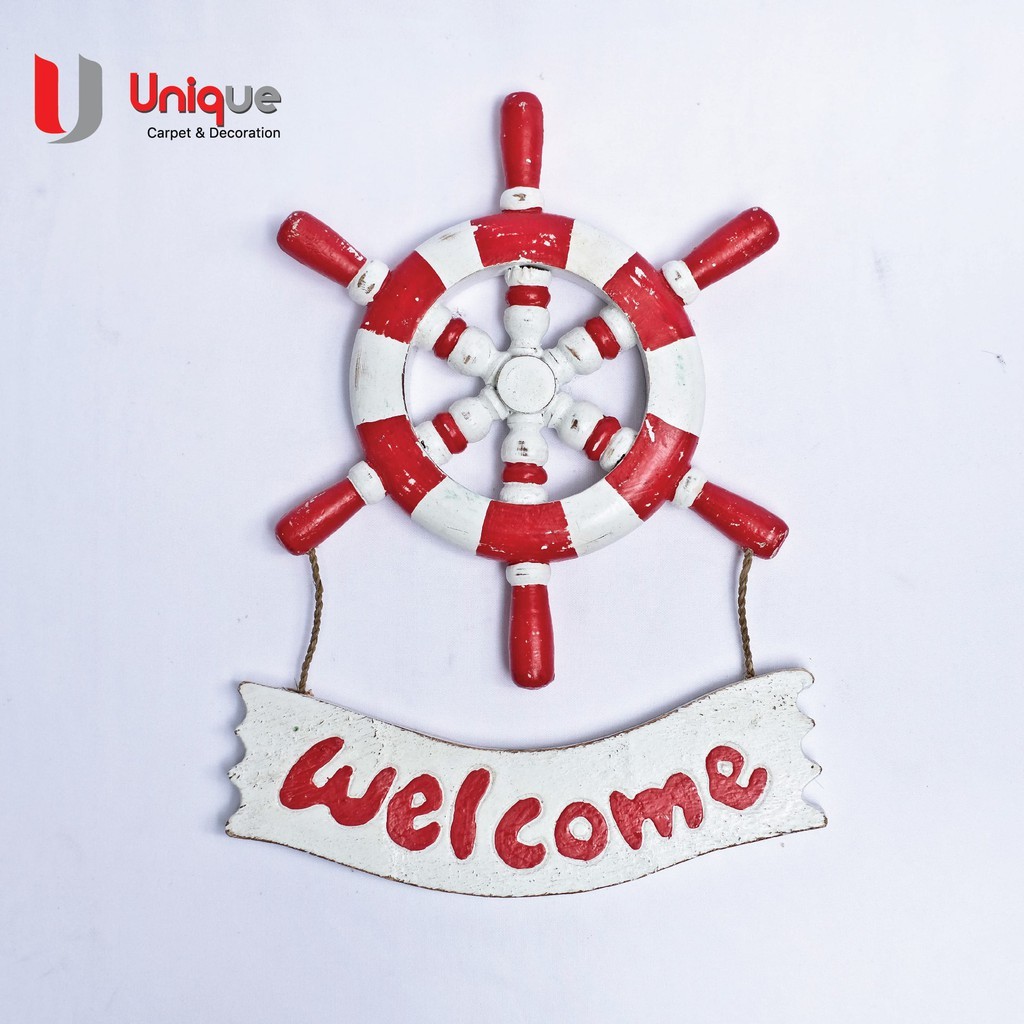 PLAOSANSTORE Pajangan Hiasan Kayu Model Nahkoda Kapal / Pajangan Dinding Welcome Nahkoda