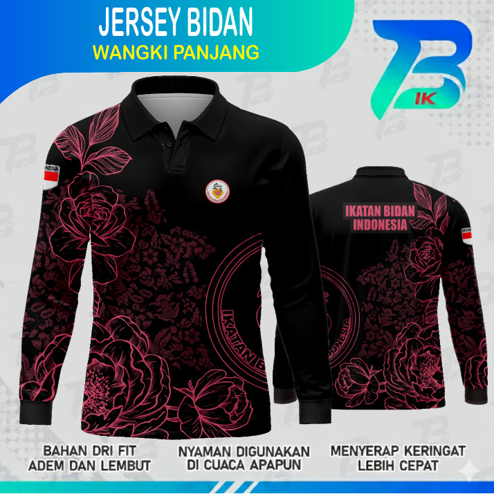 JERSEY WANGKI BIDAN 3 PANJANG FULLPRINT/KAOS KERAH BIDAN 3 PANJANG /JAERSEY POLO BIDAN 3