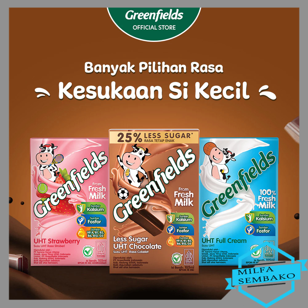 HS670 Greenfields Susu UHT 105 ml  100% Fresh Milk dari Greenfields