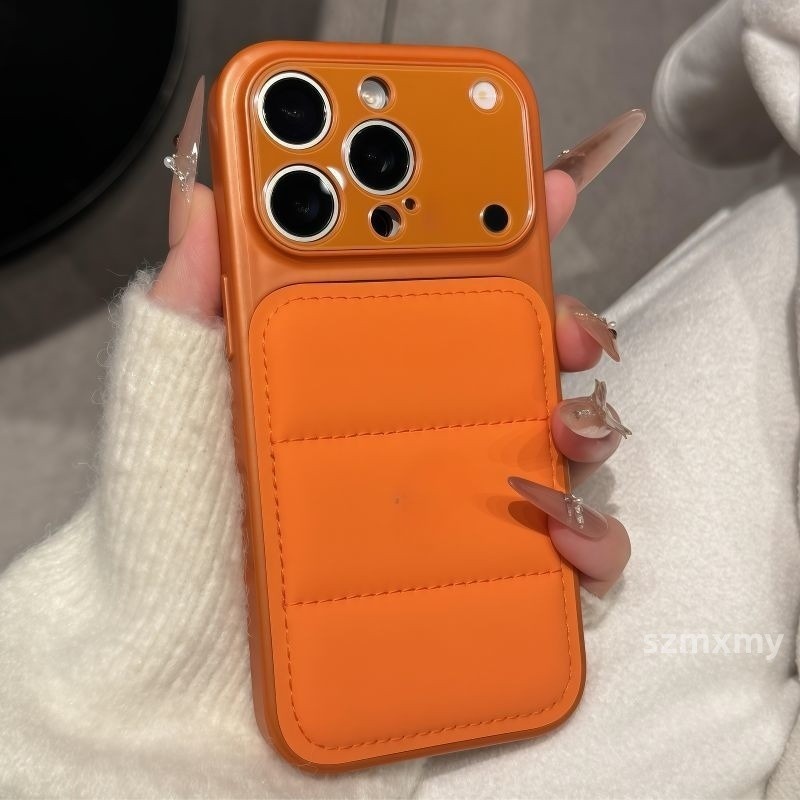 Official Autumn Winter Orange Down Jacket Phone Case Suitable for Iphone 17 Air 16 15 14 13 Pro Max 