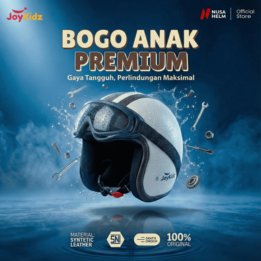 Helm Bogo Anak Premium 2-6 Tahun Kulit Sintetis Tebal Busa Empuk Free Gambar