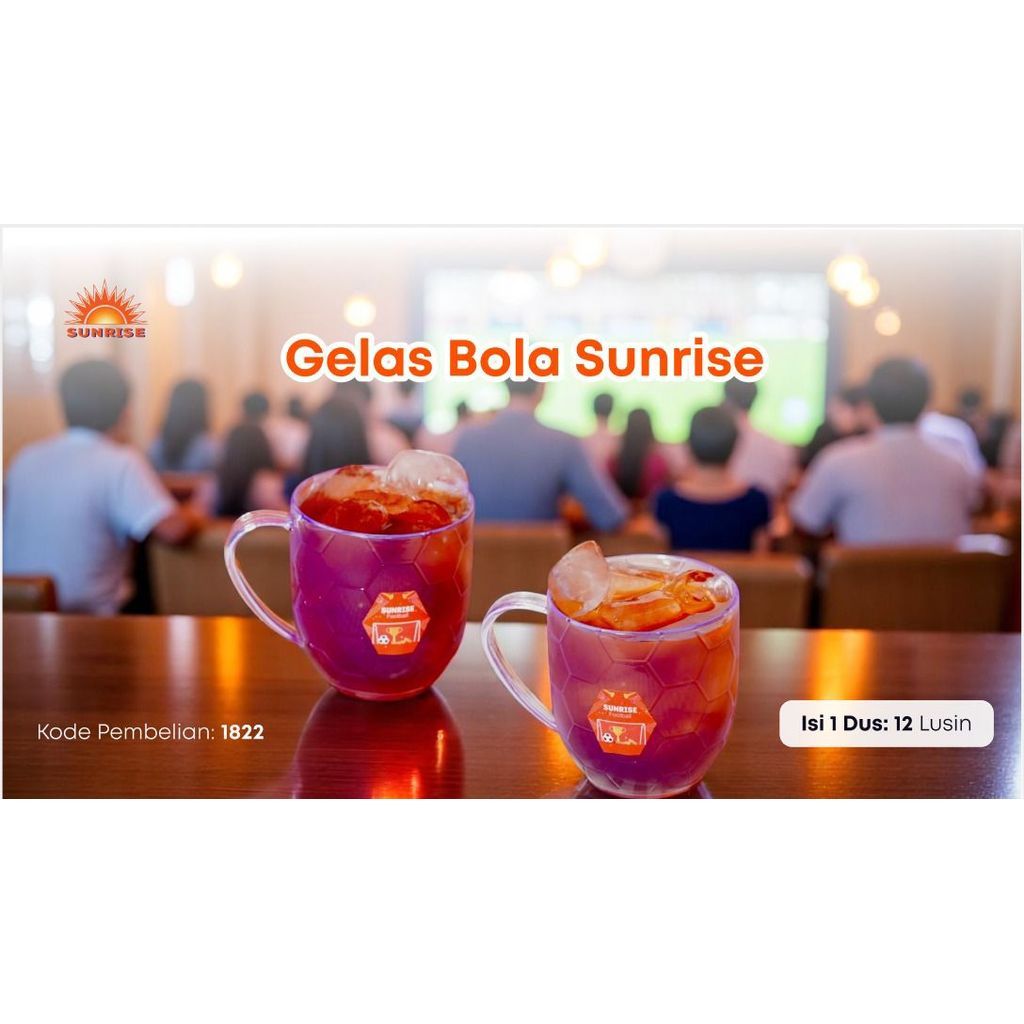 Gelas Plastik Mika Motif Bola Sunrise / Cangkir Bola Akrilik