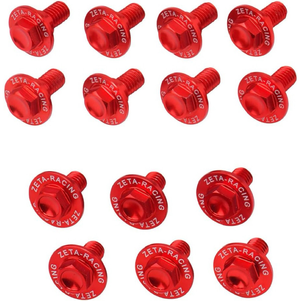 ZETA Aluminum Bold Set For Plastic CRF 250L/300L'21- 14Pcs Red