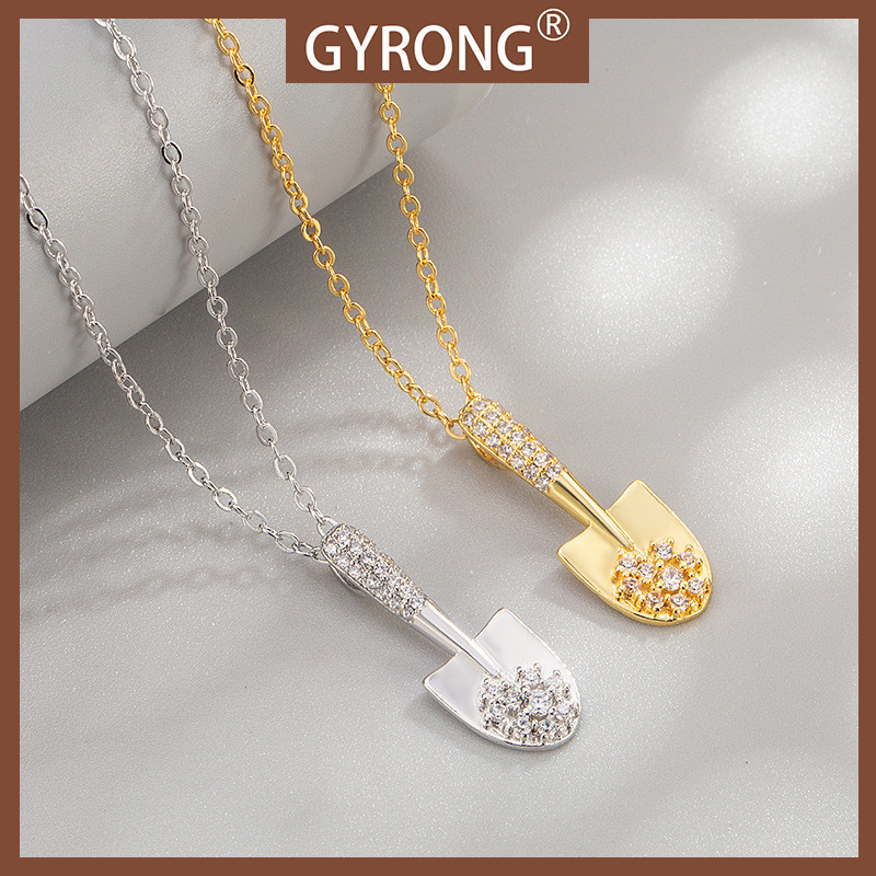 GYRONG Produk Baru Kalung Sekop Kecil Perak 925 Liontin Fashion Wanita
