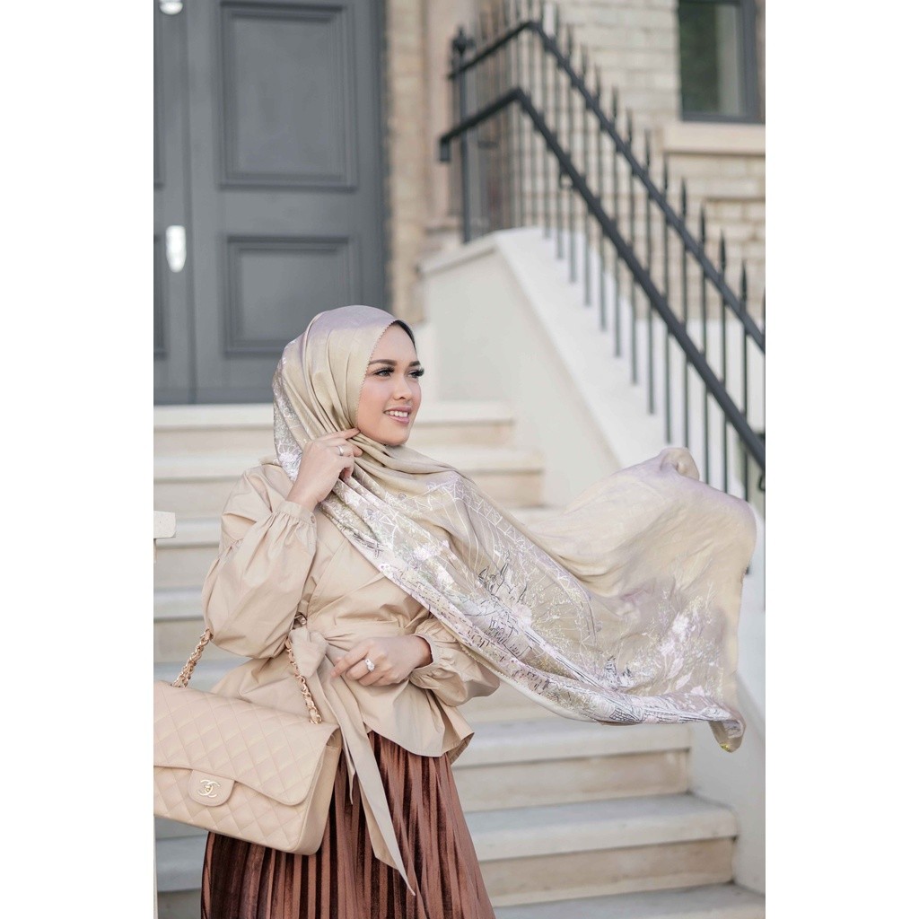 Buttonscarves The British Satin Shawl - Khaki