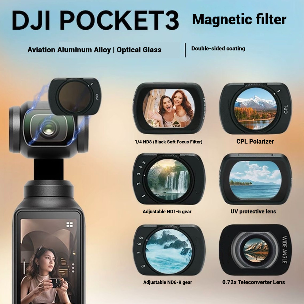 Filters for DJI Osmo Pocket 3 UV CPL ND ND/PL Black Mist 1/2 1/4 1/8 LPR Star 1.2X Wide-Angle Sport 