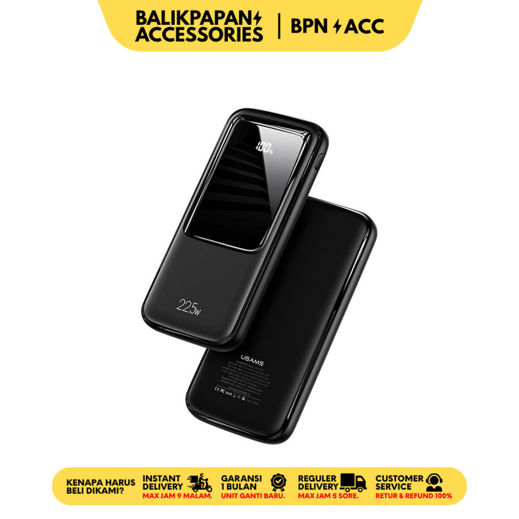 USAMS PB58 Powerbank Fast Charging 22.5W 20000mAh Broad LED Display Power Bank US-CD177 - BALIKPAPAN