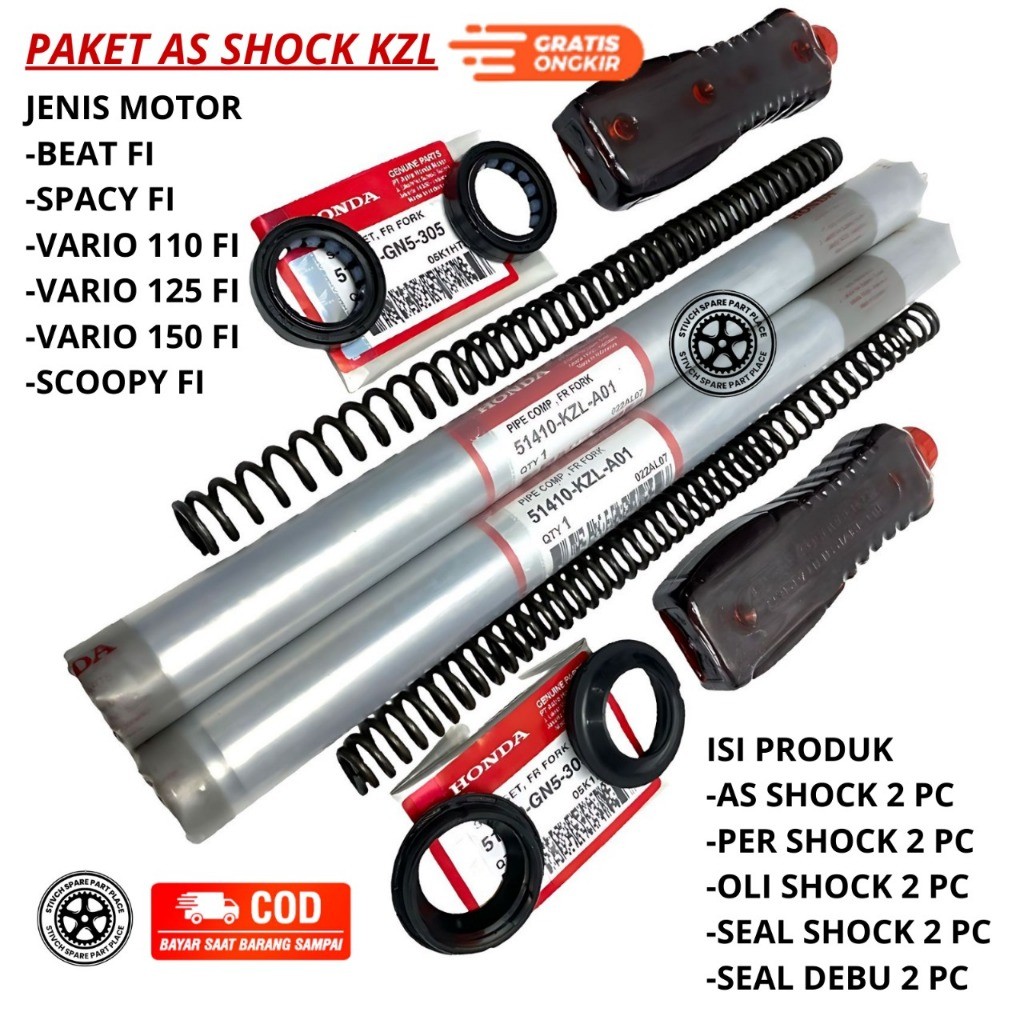 AS SHOCK SEPAKET AS SHOCK KZL DEPAN BEAT FI AS SHOCK DEPAN SCOOPY FI AS SHOCK DEPAN VARIO 110 FI / V