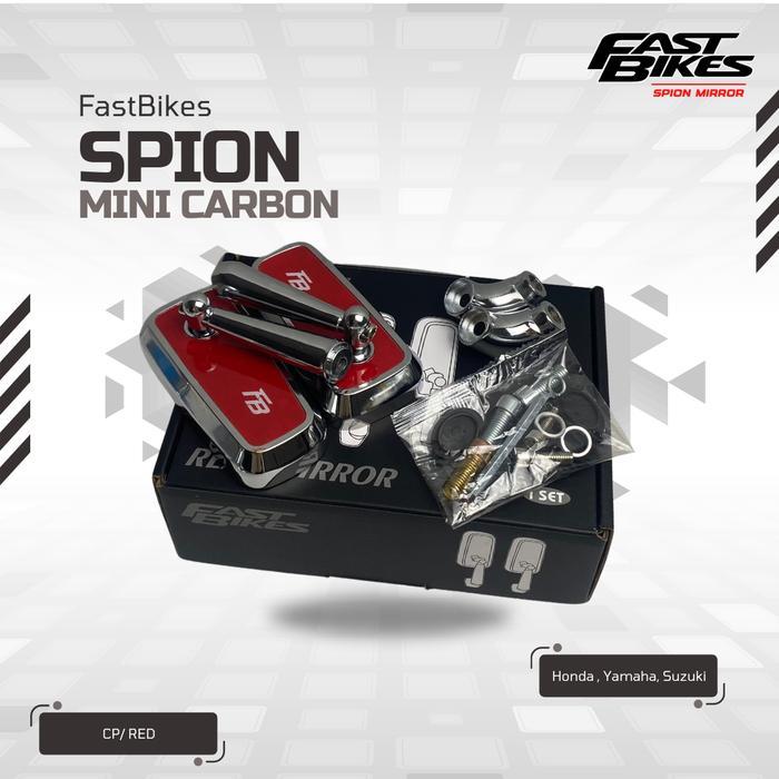 FASTBIKES Kaca Spion Variasi Chrome Hitam Mini Karbon Universal Vario Mio Beat Aerox Nmax Spacy Scoo