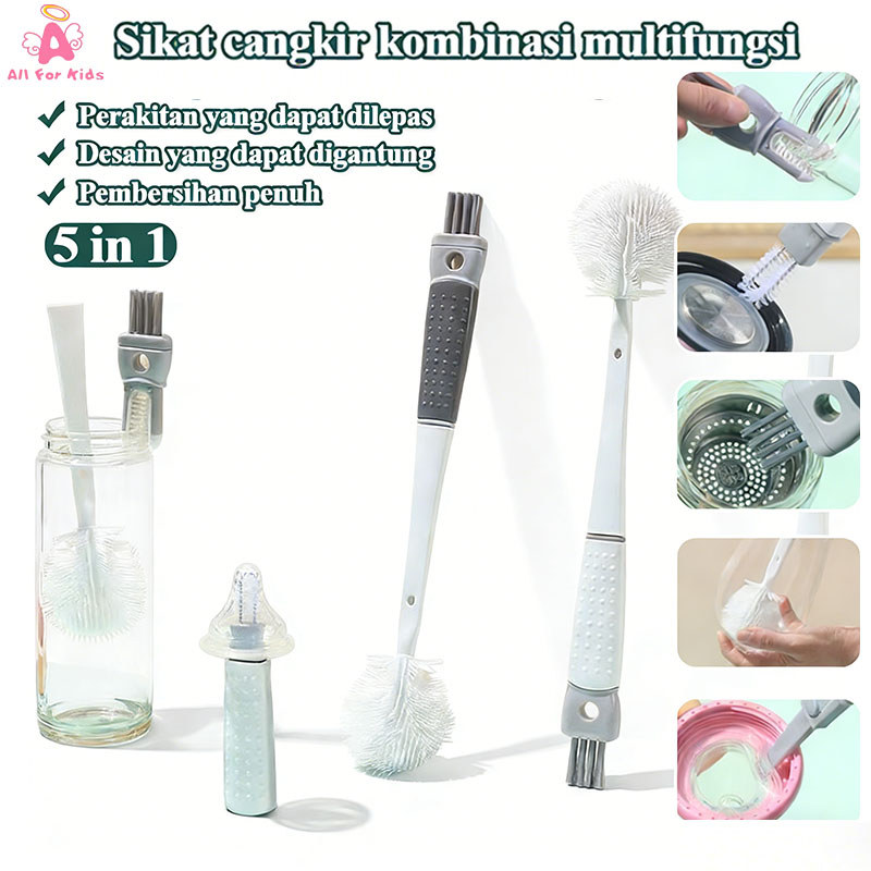 Sikat Pembersih Botol Susu 5In1 Multifungsi Untuk Botol, Gelas, Dan Peralatan Dapur