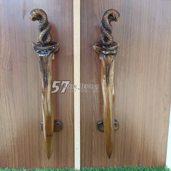 {} Tarikan pintu / Handle rumah ukir kayu jati asli jepara - Gagang pintu - Matengan murah