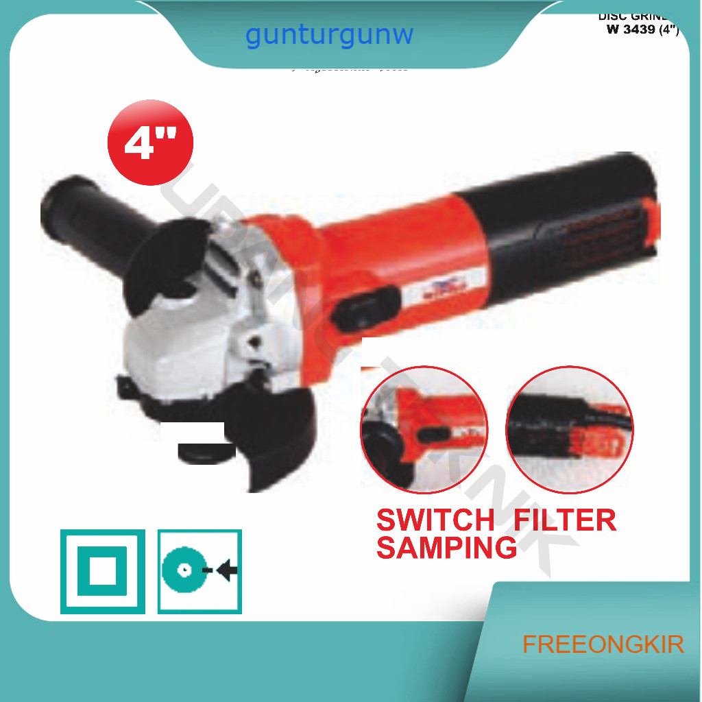 Mesin Gerinda Tangan 4" WIPRO W-3439 / Gerinda Gurinda grinda Tangan 4 Inch WIPRO W 3439 - Angle Gri