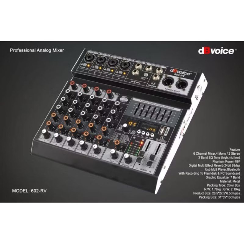 Mixer 6 Channel DBVoice 602RV /602 RV /RV602/RV 602