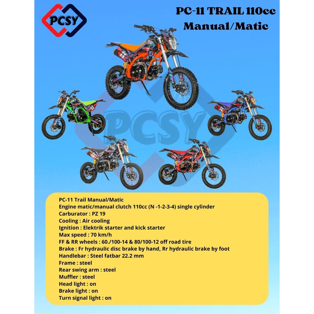 Motor Mini Trail Bensin Anak Manual/Matic PC Moto PC-11
