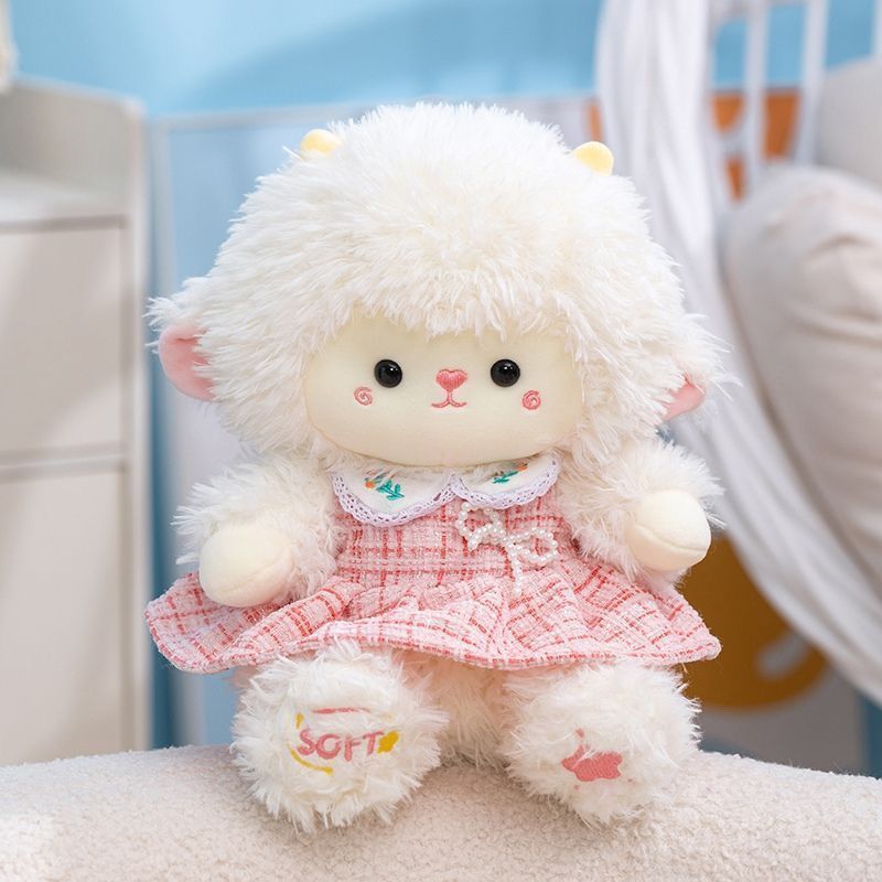 Boneka Domba Kecil yang Cantik, Mainan Boneka Lucu, Domba Boneka Hangat, Boneka Domba Zodiak