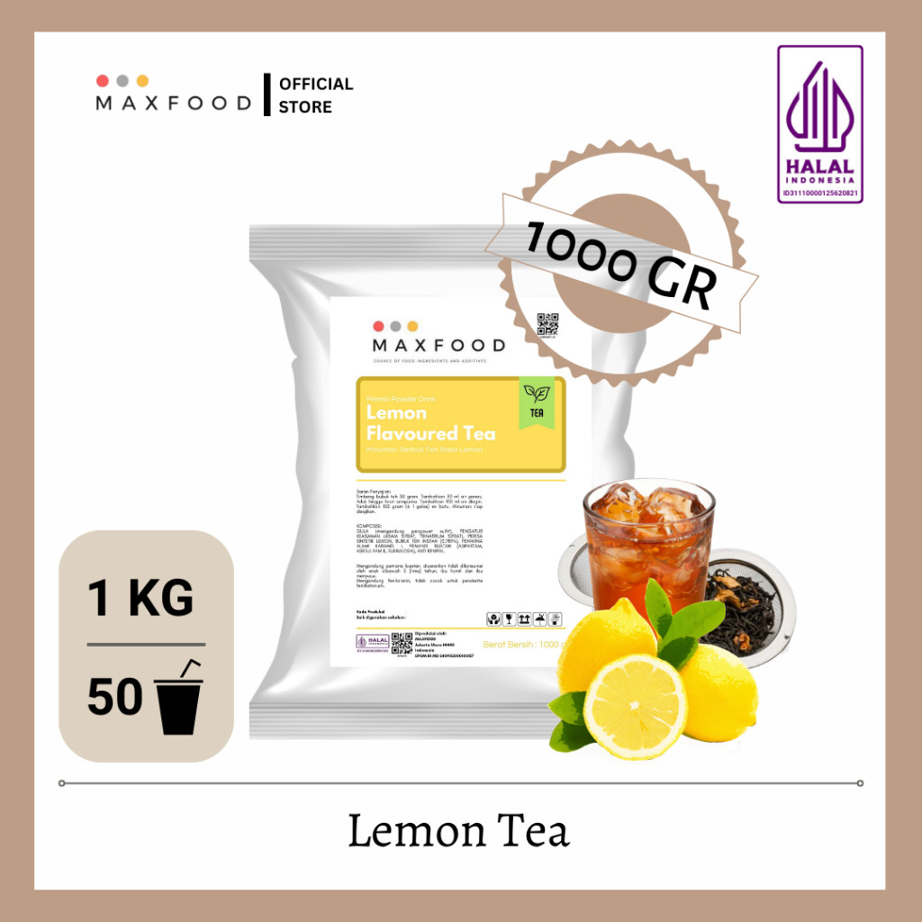 MAXFOOD - Lemon Tea/ Teh Lemon/ Bubuk Minuman Rasa Lemon Tea