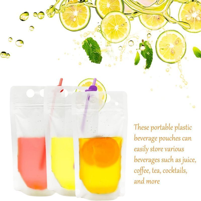 100pcs Pouch Standing Minuman Kemasan Minuman 500ml Plastik Jus Kantong Minuman Serbaguna Kemasan