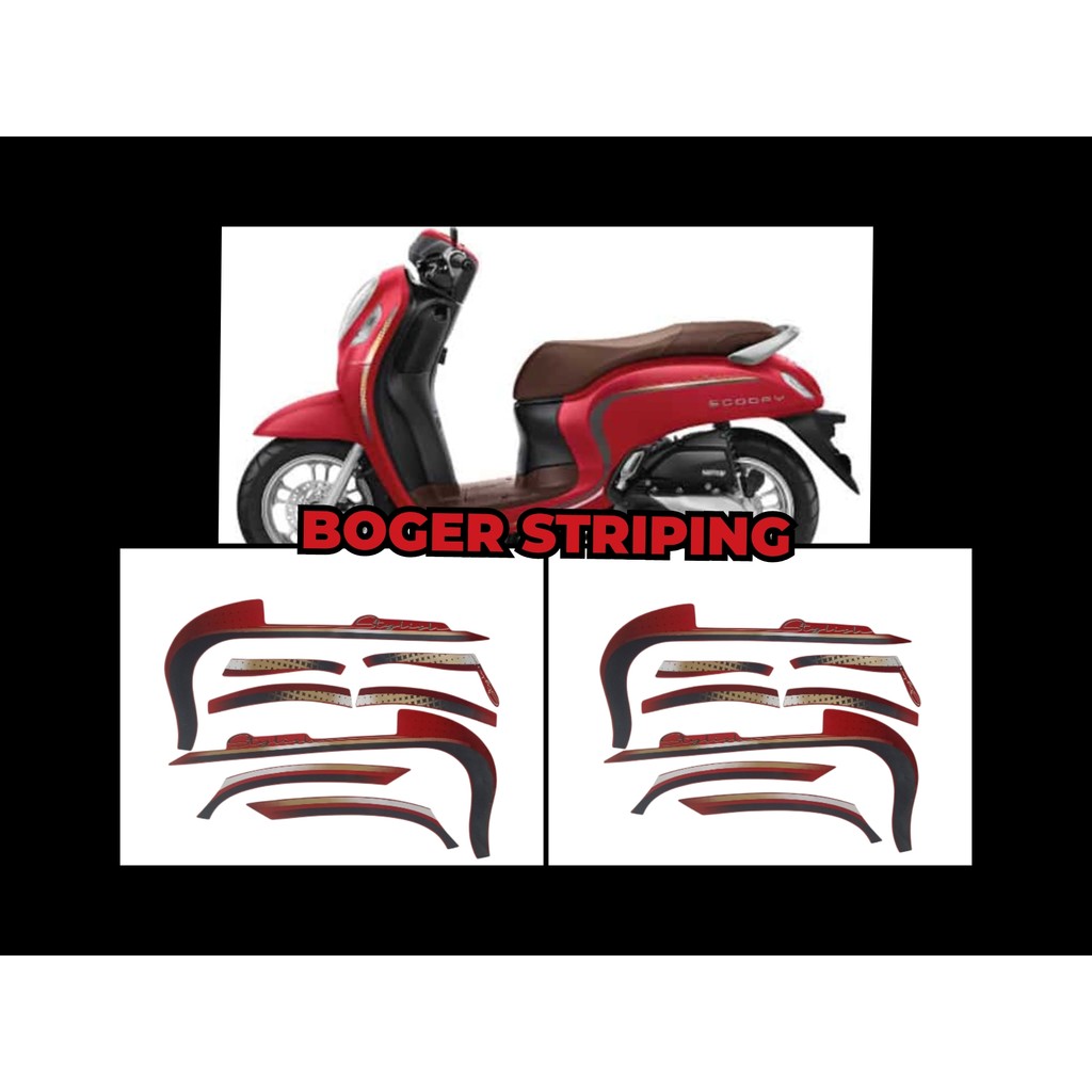 stiker striping lis Scoopy stylish merah doff 2022-2023