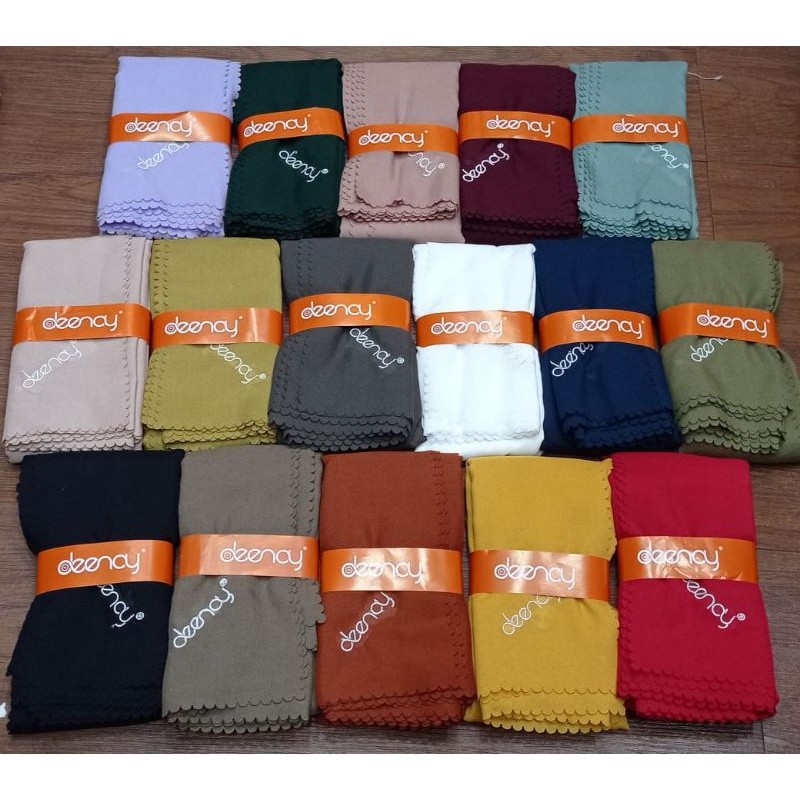 MACIAS_ Deenay Hijab Segi Empat Polos Bordir Laser Cut Deenay Liza Plain Series