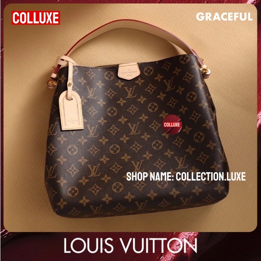 Menyediakan resi Louis Vuitton Model tas GRACEFUL PM Tote Bag tas jari wanita