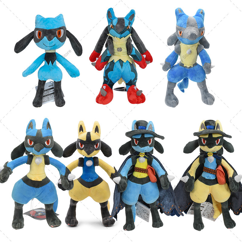 7 Styles Pokemon Plush Riolu Mega Lucario Shiny Lucario Stuffed Doll Toy Cute Peluche Toy Christmas 