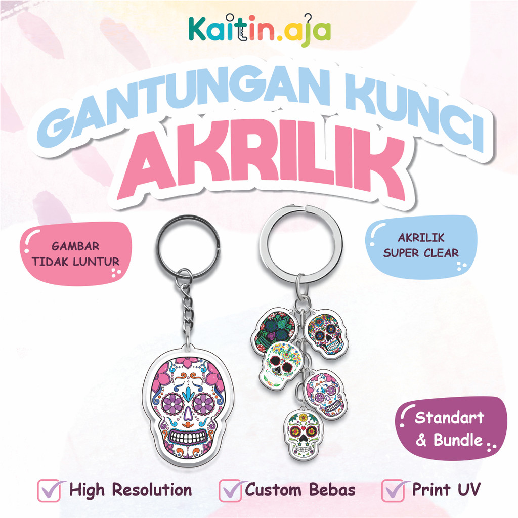 Gantungan Kunci Fidget Clicker Lucu Bentuk Tengkorak Mainan Stress Relief Unik Anti Stres