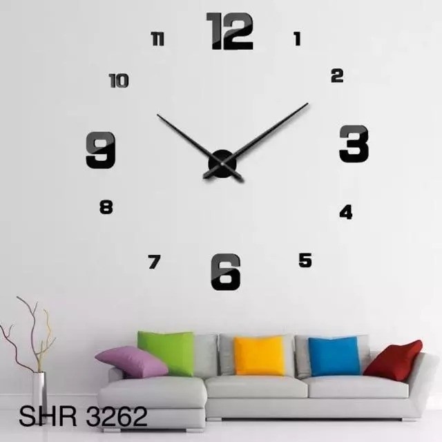 Jam Dinding Besar 3D Tempel Tembok Jam Dinding DIY Jumbo Giant Clock