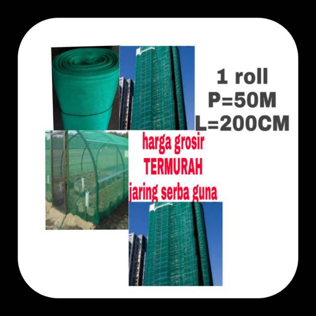 Jaring Waring Kasa Hijau 50m x 2m – Jaring Serbaguna untuk Pertanian & Rumah