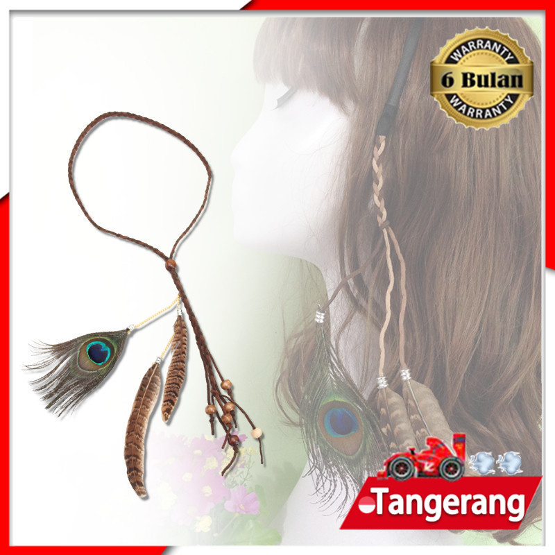 Hiasan Rambut Bulu Indian / Headband Ikat Kepala Bulu Merak / Mahkota Hiasan Rambut Kepala Bohemian