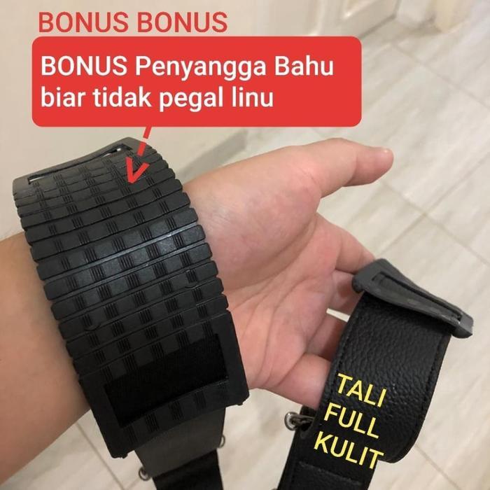 Tali selempang tas kulit / strap tas kulit COKELAT TUA - Hitam