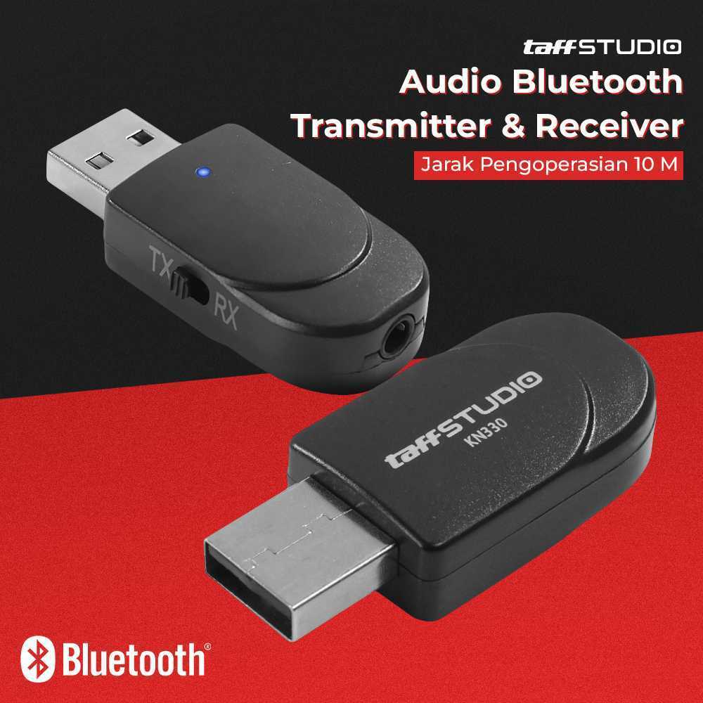 TaffSTUDIO USB Audio Bluetooth 5.0 Transmitter Receiver 2in1 AUX 3.5mm Wireless Adapter untuk Speake