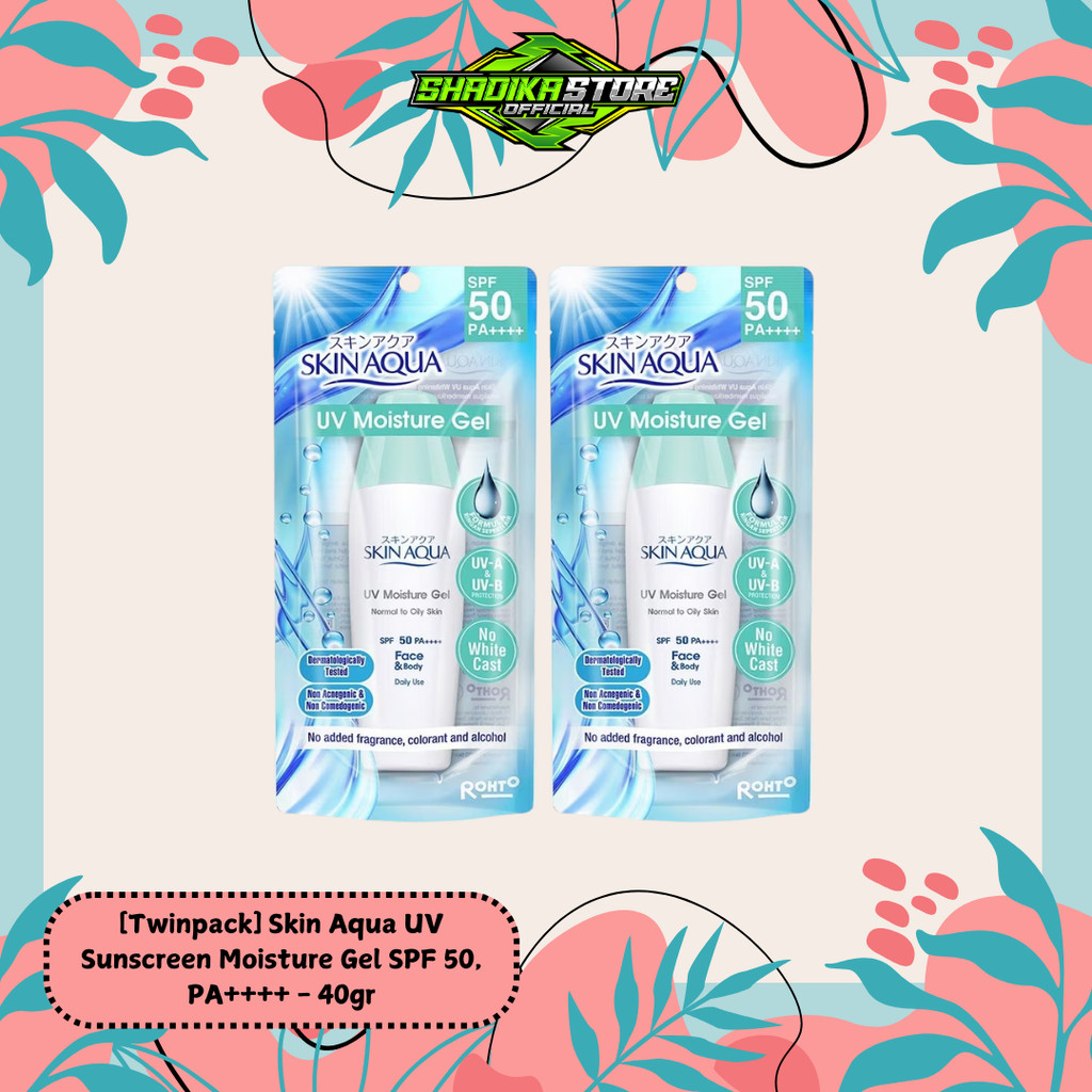 [Twinpack] Skin Aqua UV Sunscreen Moisture Gel SPF 50, PA++++ - 40gr Tutup Hijau