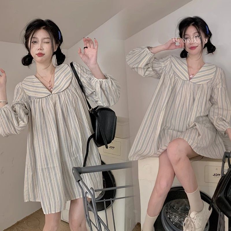 100Kg baju musim semi dan musim gugur ibu hamil Atasan berbentuk A penutup perut PP lengan panjang g