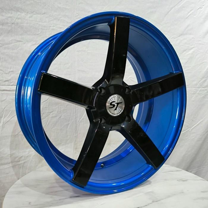 4p velg  Vossen 17x7.5 4H 114.3 Et32 Black Blue Ring 17 r17 LEBAR 7,5 inci Lobang 4 Mobil Kijang LGX