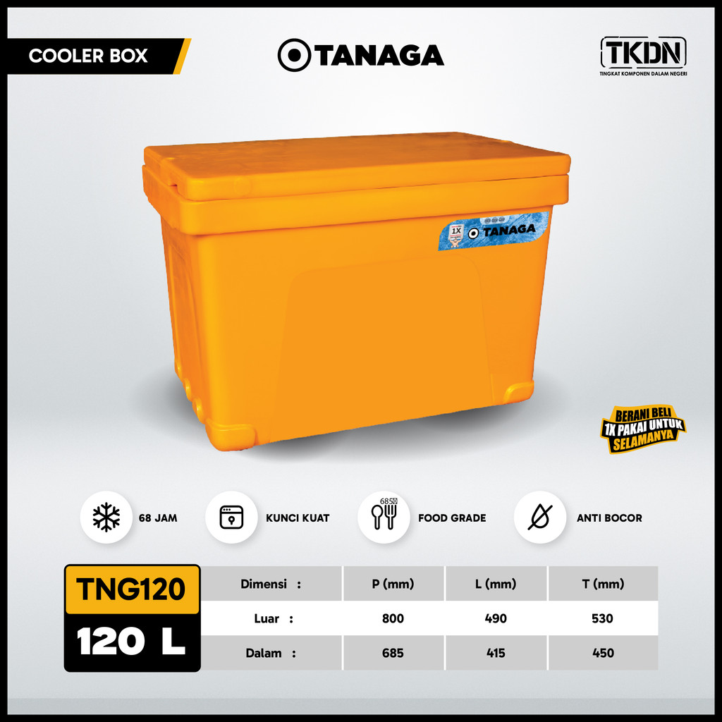 TANAGA Cooler Box 120 Liter Coolbox Es Batu Ikan Daging Kotak Ice Box Pendingin Tahan Lama
