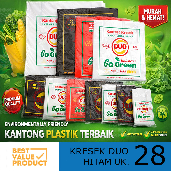 Kantong Kresek Duo HITAM 28 isi 100 Lembar