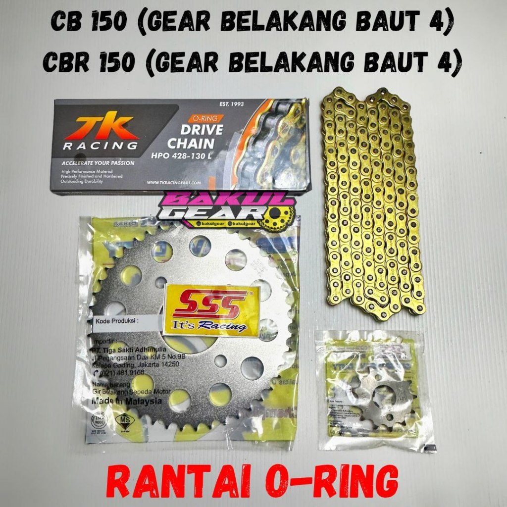 Gear Set SSS CB150R CBR150R CB150 CBR150 CB 150 CBR 150 R dan Rantai O ring TK racing 428 HPO KH1