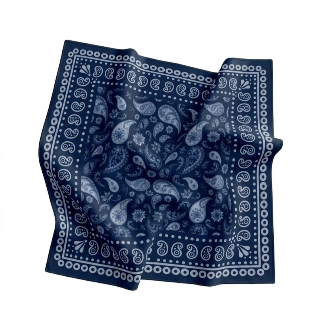 slayer scraft-Bandana Paisley Navy Blue Scarf Vintage - Slayer Sapu Tangan Batik Motif Klasik - Mask