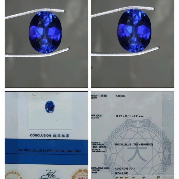 Natural blue sapphire + sertifikat