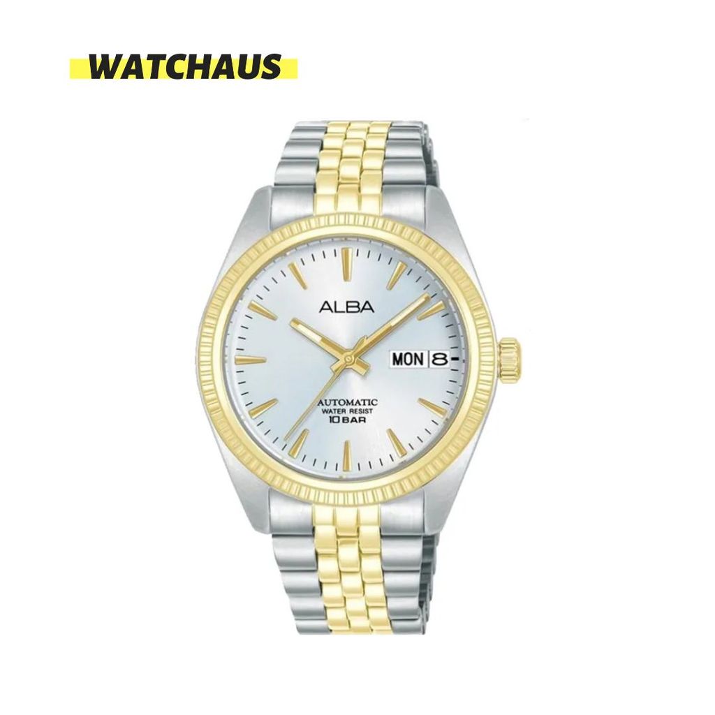 JAM TANGAN PRIA ALBA AL4798 AL4798X1 AL4798 X1 AUTOMATIC SILVER DUAL TONE STAINLESS STRAP