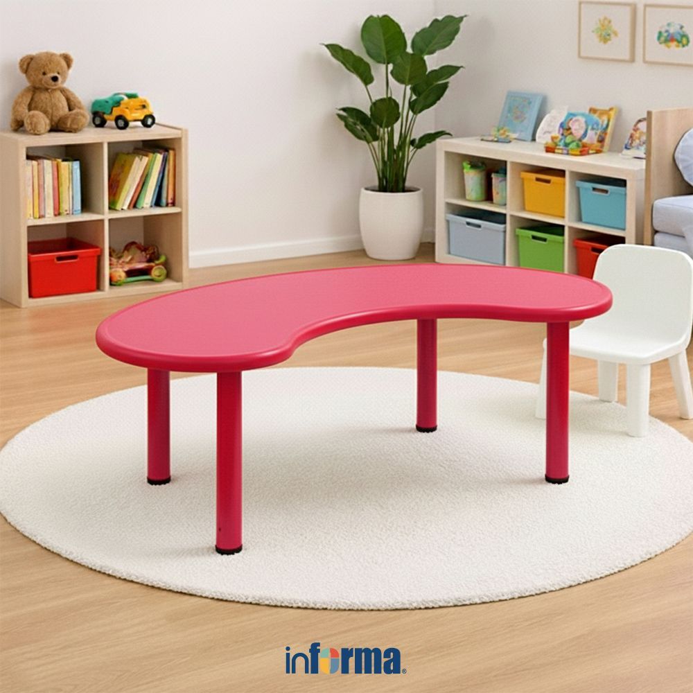 Informa Yaris Meja Anak U-Form - Merah Multifunctional Kids Table Meja Kecil Serbaguna Perlengkapan 