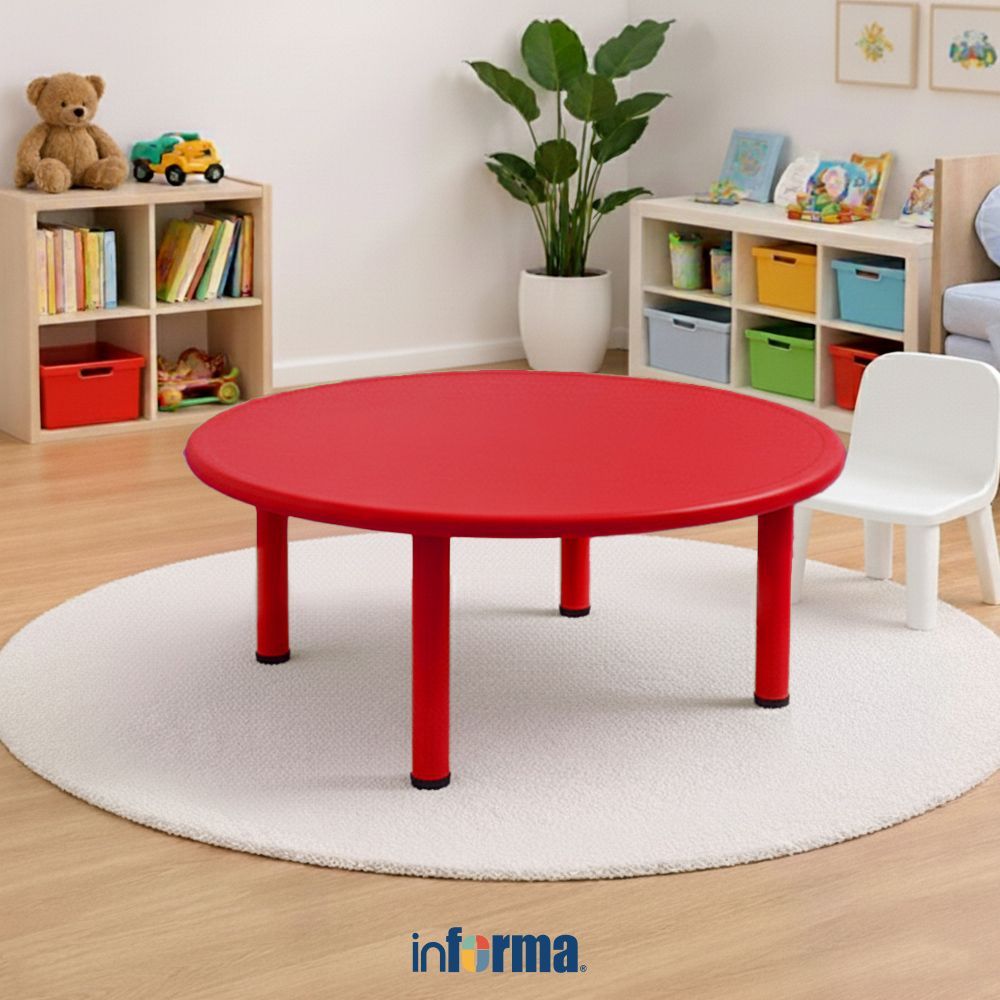 Informa Yaris Meja Anak Round - Merah Multifunctional Kids Table Meja Kecil Serbaguna Perlengkapan K