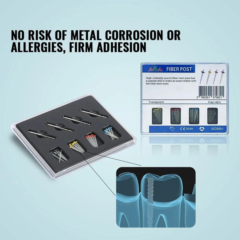 NIGF 20pcs/box Dental Fiber Posts Straight Screw Quartz Glass Fiber Resin Post Root Canal Pile Resto